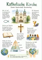 Vorschau - Arbeitsblätter - Lernposter + Arbeitsblatt "Katholische Kirche" + Onlineübung & MP3 + Mindmap + Infografik - Deckblatt