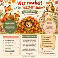 Vorschau - Bildkarten - Kamishibai Herbst U3 – Wer raschelt da im Blätterhaufen? | Igel & Waldtiere Mitmachgeschichte - Seite 3