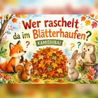 Vorschau - Bildkarten - Kamishibai Herbst U3 – Wer raschelt da im Blätterhaufen? | Igel & Waldtiere Mitmachgeschichte - Deckblatt