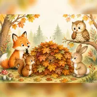 Vorschau - Bildkarten - Kamishibai Herbst U3 – Wer raschelt da im Blätterhaufen? | Igel & Waldtiere Mitmachgeschichte - Seite 2
