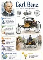 Vorschau - Arbeitsblätter - Lernplakat + Arbeitsblatt zum Thema "Carl Benz" + Onlineübung & MP3 + Mindmap + Infografik - Deckblatt