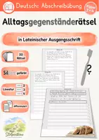 Vorschau - Unterrichtsreihen - Alltagsgegenstände - Rätsel, Abschreibübung in Lateinischer Ausgangsschrift - Deckblatt