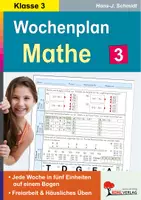 Vorschau - Arbeitsblätter - Wochenplan Mathe Klasse 3 | Jede Woche übersichtlich auf einem Bogen | Einmaleins, Geometrie, Sachaufgaben | mit Lösungen - Deckblatt