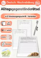 Vorschau - Unterrichtsreihen - Alltagsgegenstände - Rätsel, Abschreibübung in Schulausgangsschrift - Deckblatt