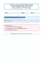 Vorschau - Klassenarbeiten - Fit für die Prüfung: Probeklassenarbeit zu Primzahlen, Teilern, ggT & kgV - Deckblatt