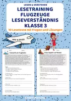 Vorschau - Stundenentwürfe - Lesetraining Flugzeuge | Leseverständnis Klasse 3 - Deckblatt