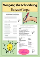 Vorschau - Arbeitsblätter - Vorgangsbeschreibung Satzanfänge - Formulierungshilfen - Deckblatt