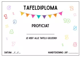 Voorbeeld - Tafeldiploma | Proficiat, jij kent alle tafels! - Pagina 1