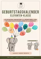 Vorschau - Poster - Geburtstagskalender Elefantenklasse | 12 Monate & 3 Elefanten - Deckblatt