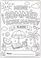 Vorschau - Arbeitsblätter - Meine Sommerschulmappe | Deckblatt zum Ausmalen - Seite 1