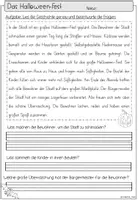 Vorschau - Arbeitsblätter - Halloween Geschichten Leseverstehen | Deutsch Klasse 2-3 - Seite 3