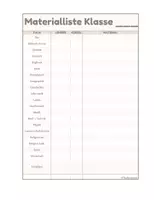Vorschau - Anderer Materialtyp - Materialliste Excel & Google Tabellen, bearbeitbar & teilbar | Klassenleitung - Seite 1