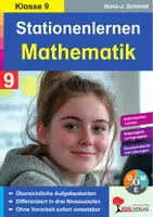 Vorschau - Arbeitsblätter - Stationenlernen Mathe Klasse 9 | Lineare Funktionen, Pythagoras, Potenzen, Wurzeln, Gleichungssysteme | Mathematik Sekundarstufe I Klasse 9 | differenzierte Arbeitsblätter Kopiervorlagen mit Lösungen - Deckblatt