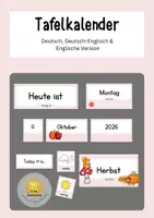 Vorschau - Präsentationen/Tafelbilder - Tafelkalender – Datum, Wochentage, Monate, Jahreszeiten & Wetter | Rosé - Deckblatt