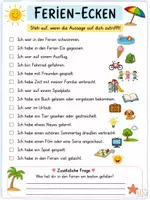 Vorschau - Arbeitsblätter - Ferien & Ferienerlebnisse | Ferien-Ecken & Schreibaufgabe - Seite 1