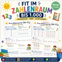 Vorschau - Arbeitsblätter - Fit im Zahlenraum bis 1.000 | Wiederholung Mathematik - Deckblatt