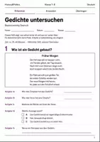 Vorschau - Arbeitsblätter - Gedichte Form und Wirkung Klasse 7–8 - Deckblatt