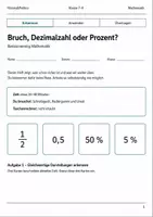 Vorschau - Arbeitsblätter - Brüche Dezimalzahlen Prozente Basisscreening Klasse 7–8 - Deckblatt