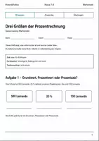 Vorschau - Arbeitsblätter - Prozentrechnung Basisscreening Klasse 7–8 - Deckblatt