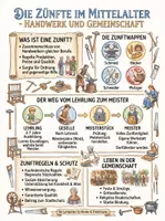 Vorschau - Arbeitsblätter - Arbeitsblätter zum Thema "Zünfte" + Lösung & MP3 + Mindmap + Infografik - Deckblatt
