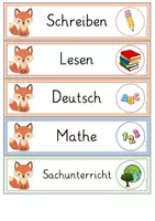 Vorschau - Bildkarten - Tagestransparenz/Tagesplan Grundschule Fuchs Fuchsklasse - Seite 1