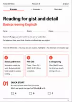 Vorschau - Arbeitsblätter - Reading for gist and detail Basisscreening Klasse 7–8 - Deckblatt