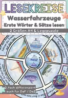Vorschau - Stationenlernen - Sommer Legekreis Wasserfahrzeuge | Lesen & Wortschatz differenziert | DaZ/DaF Klasse 1–2 - Deckblatt