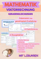 Vorschau - Arbeitsblätter - Vektorrechnung: Geradengleichung | Einführung | Übungen - Deckblatt