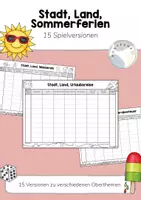 Vorschau - Arbeitsblätter - Stadt, Land, Sommerferien: 15 Versionen (Wortschatzspiel zum Schuljahresende / Schulbeginn, Sommer, Lesespiel) - Deckblatt