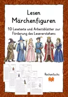 Vorschau - Arbeitsblätter - Lesen: Märchenfiguren - Leseverstehen - Deckblatt