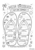 Vorschau - Arbeitsblätter - Sommer Flip-Flops, Mein Ferienrückblick zum Ausfüllen & Ausmalen - Seite 1