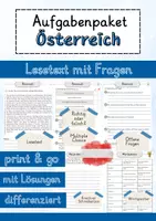Vorschau - Arbeitsblätter - Österreich Lesetext einfach verständlich mit Aufgaben, Lösungen und Wortspeicher - Deckblatt