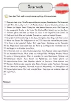 Vorschau - Arbeitsblätter - Österreich Lesetext einfach verständlich mit Aufgaben, Lösungen und Wortspeicher - Seite 3