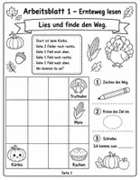 Vorschau - Stundenentwürfe - Thanksgiving & Erntedank – Lesen, Schreiben & Rechnen | 9 Arbeitsblätter + Lösungen für die 1. & 2. Klasse - Seite 1