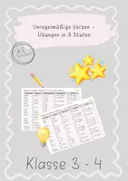 Vorschau - Arbeitsblätter - Unregelmäßige Verben – Übungen in 3 Stufen - Deckblatt