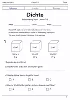 Vorschau - Arbeitsblätter - Dichte Basisscreening Physik Klasse 7–8 - Deckblatt