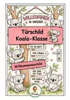 Vorschau - Arbeitsblätter - Koala-Klasse Türschild, Willkommensschild | Bunt & Schwarz-Weiß | Klassendeko - Deckblatt
