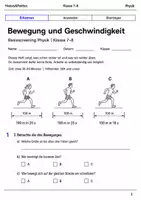 Vorschau - Arbeitsblätter - Bewegung und Geschwindigkeit Klasse 7–8 Basisscreening - Deckblatt