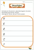 Vorschau - Arbeitsblätter - Akrostichon Herbst | Kreatives Schreiben | Differenziert - Wörter & Sätze - Seite 1