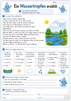 Vorschau - Arbeitsblätter - Ein Wassertropfen erzählt | Lesetext, Leseverständnis & Wasserkreislauf - Seite 1