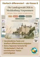 Vorschau - Arbeitsblätter - Landtagswahlen in Mecklenburg-Vorpommern 2026 - vierfach differenziert - inkl. Förderversion / DaZ-Version (Stand: August 2026) - Deckblatt