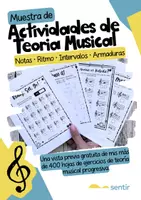 Vista previa - Hojas de trabajo - Muestra de Actividades de Teoría Musical | Notas, Ritmo + - Portada