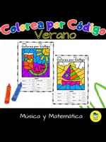 Vista previa - Hojas de trabajo - Colorea por Código - Música y Matemática - Verano - Portada