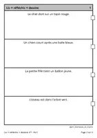 Aperçu - Feuilles d'exercices - Ateliers de français CE1 - Lis→réfléchis→dessine n°1 Nv.1 - Page 1