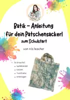 Vorschau - Mal- und Bastelvorlagen - Batik färben - Patschensackerl zum Schulstart - Deckblatt