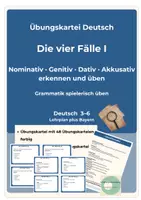 Vorschau - Stationenlernen - Übungskartei 4 Fälle Kasus Klasse 3-6 Nominativ Genitv Dativ Akkusativ - Deckblatt