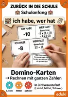 Vorschau - Arbeitsblätter - Domino-Karten Rechnen mit ganzen Zahlen Schulanfang ich habe wer hat - Deckblatt