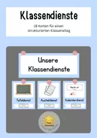 Vorschau - Präsentationen/Tafelbilder - Klassendienste – 18 Karten für einen strukturierten Klassenalltag | Blau - Deckblatt