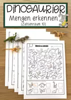 Vorschau - Anderer Materialtyp - Dinosaurier Mengen erkennen (Zahlenraum 10) - Deckblatt