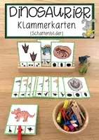 Vorschau - Anderer Materialtyp - Dinosaurier Klammerkarten (Schattenbilder) - Deckblatt